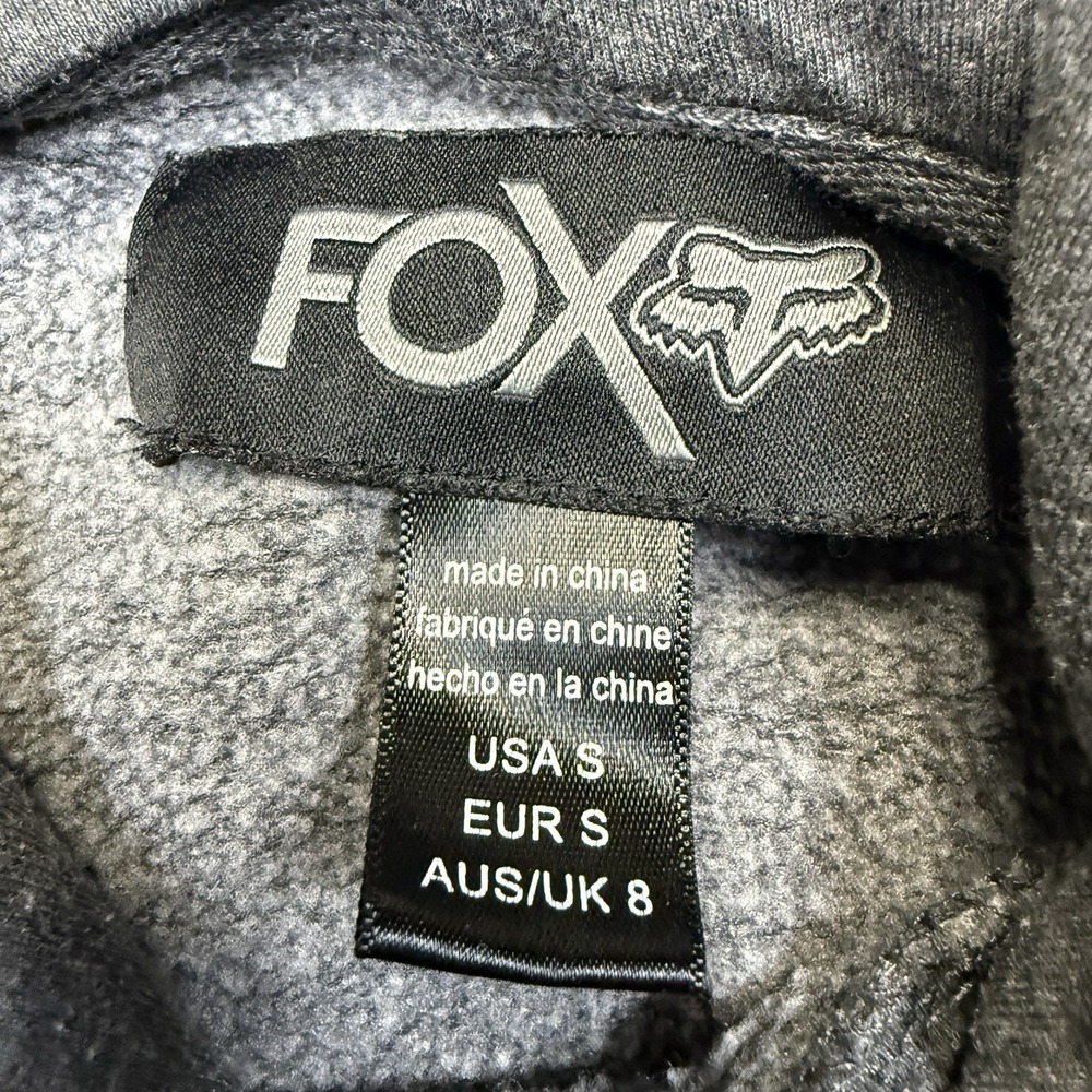 Fox Racing Hoodie Women's Small Gray Pink Sweatshirt Grunge Rock Y2K - Picture 4 of 9